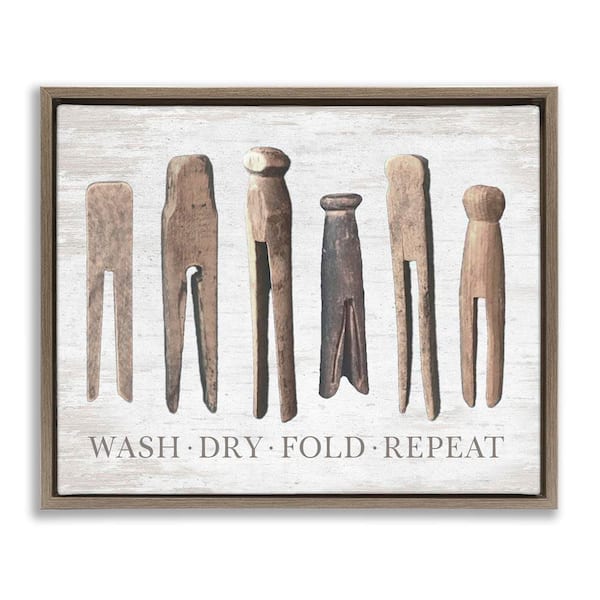 Rustic Laundry Phrase by Lettered and Lined Brown Floater Frame Graphic Art Print Typography 17 in. x 21 in.
