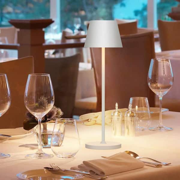 2-Pack 4.6 in. White Cordless Portable LED Table Lamp with Dimming Touch Control