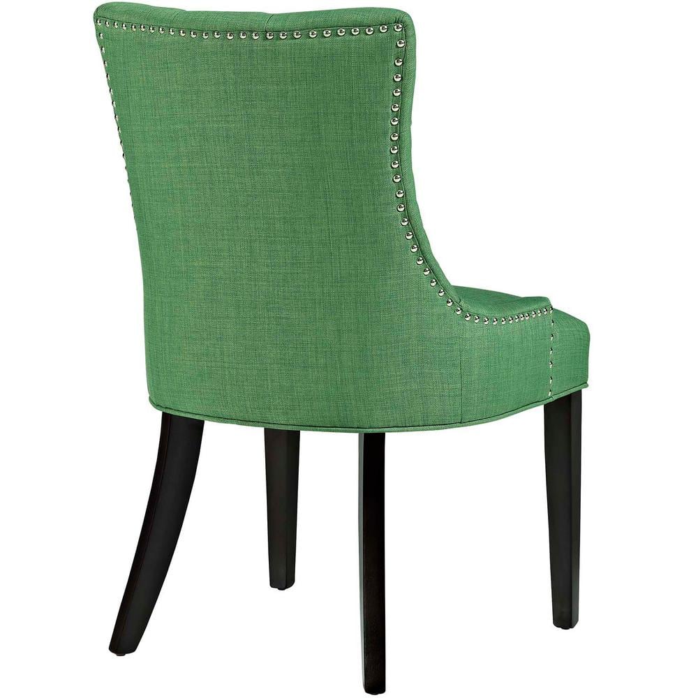 Regent Kelly Green Upholstered Tufted Side Chair with Wood Legs
