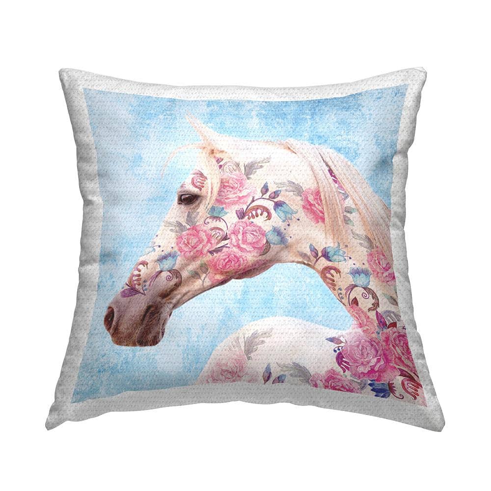 Vintage Rose Patterned Horse Multi-Color Square Outdoor Throw Pillow price history on PriceWatchPro