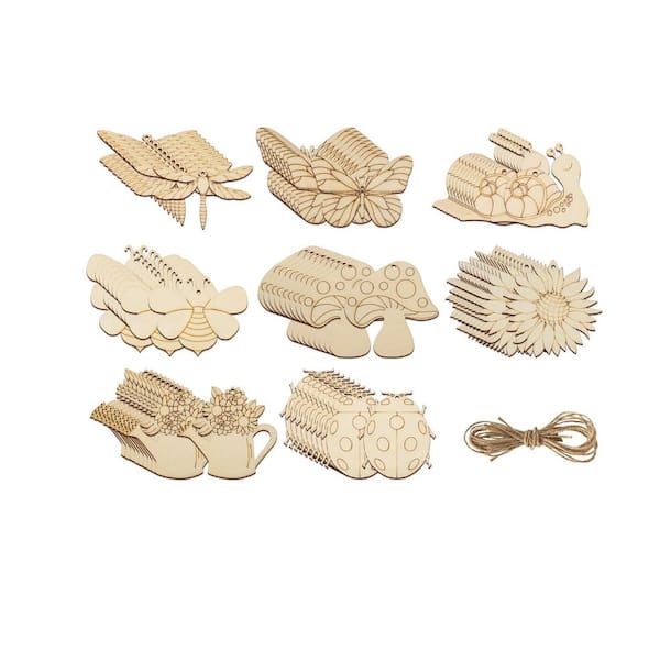 Afoxsos 0.12 in. x 4 in. x 6 in. Wooden DIY Blank Unfinished Wood Cutouts Ornament Project Panel (80-Pack)