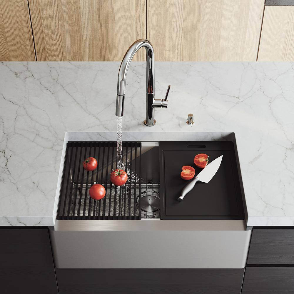 Oxford 30" Stainless Steel Farmhouse Kitchen Sink with Accessories