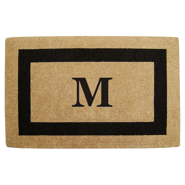 Nedia Home Single Picture Frame Black 30 in. x 48 in. HeavyDuty Coir Monogrammed M Door Mat
