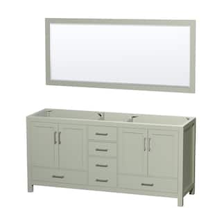 Sheffield 70.75 in. W x 21.5 in. D x 34.25 in. H Double Bath Vanity Cabinet without Top in Light Green with 70" Mirror