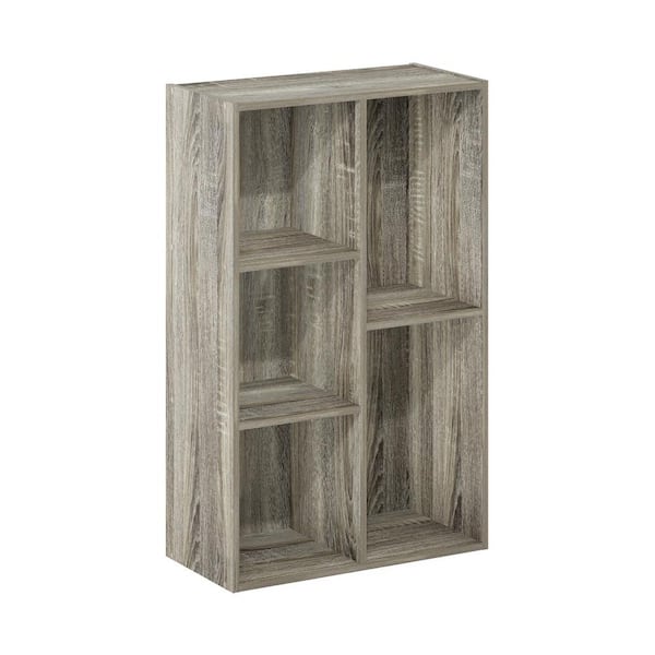 Furinno Lunder 31.5 in. Tall French Oak Wood 5-shelf Standard Bookcase with Storage