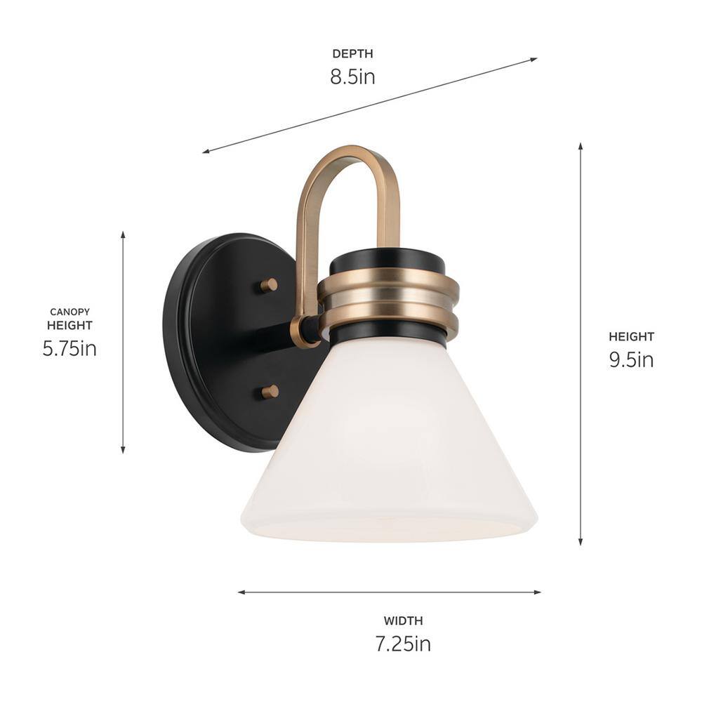 Black and Bronze Opal Glass Dimmable Wall Sconce