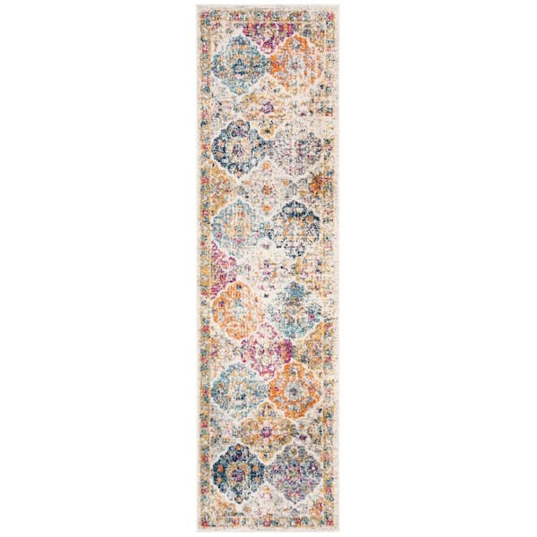 Madison Cream/Multi 2 ft. x 8 ft. Border Distressed Floral Runner Rug