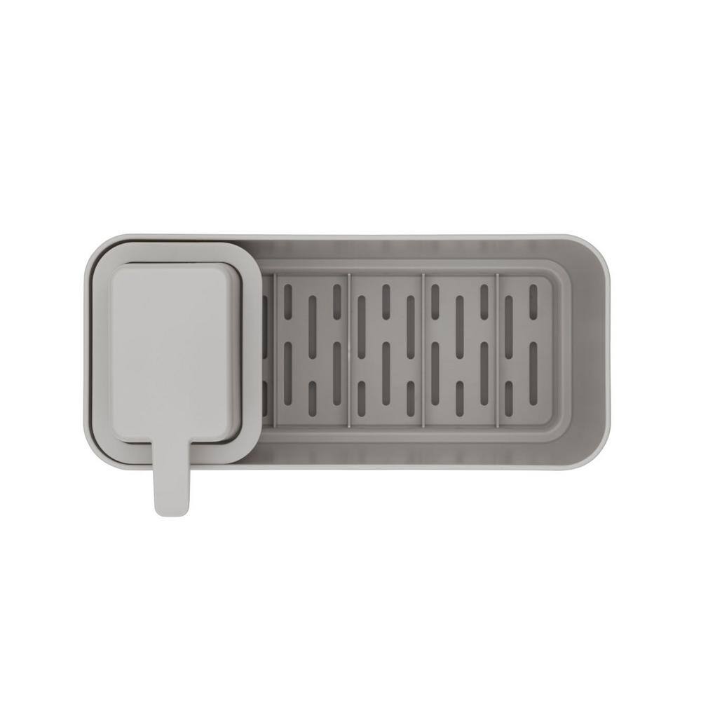 Mid Gray Plastic Sink Organizer with Soap Dispenser