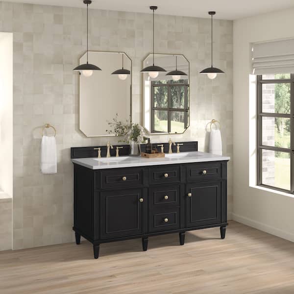 James Martin Vanities Lorelai 59.88 in. W x 23.5 in. D x 32.88 in. H Bath Vanity Cabinet Without Top in Black Onyx