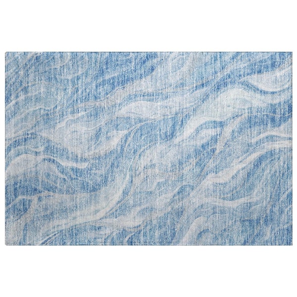 Dream Shag Premium Machine Washable Abstract ADS720 Blue 2 ft. x 3 ft. Accent Rug