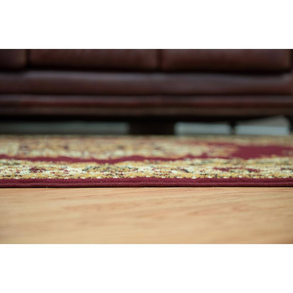 Dallas Floral Kirman Burgundy Rectangular 5' x 7' Synthetic Rug