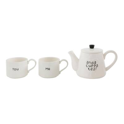 20 oz. White Stackable Teapot and Mugs