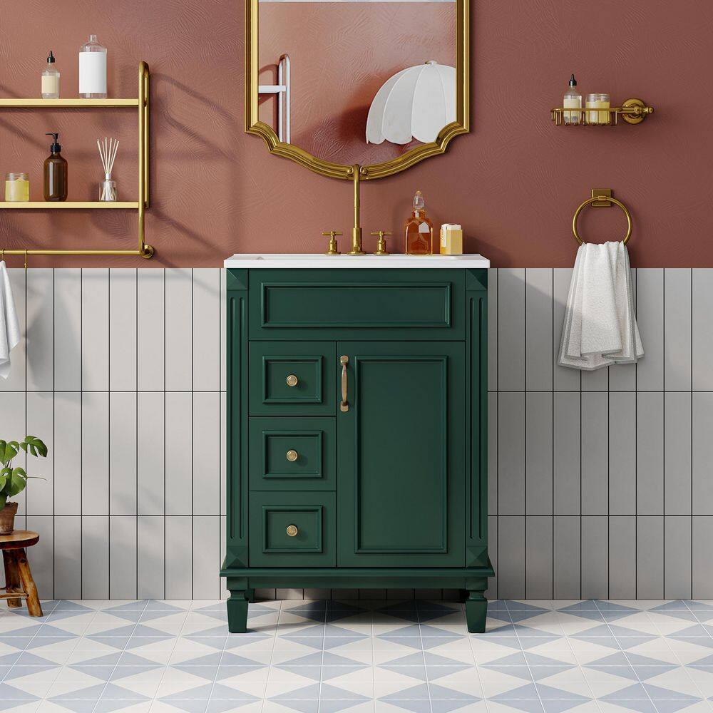24 in. Single Sink Freestanding Green Bath Vanity with White Ceramic Top price history on PriceWatchPro