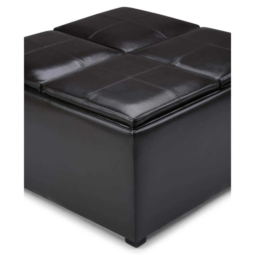 Avalon Square Tufted Cocktail Ottoman with Integrated Storage