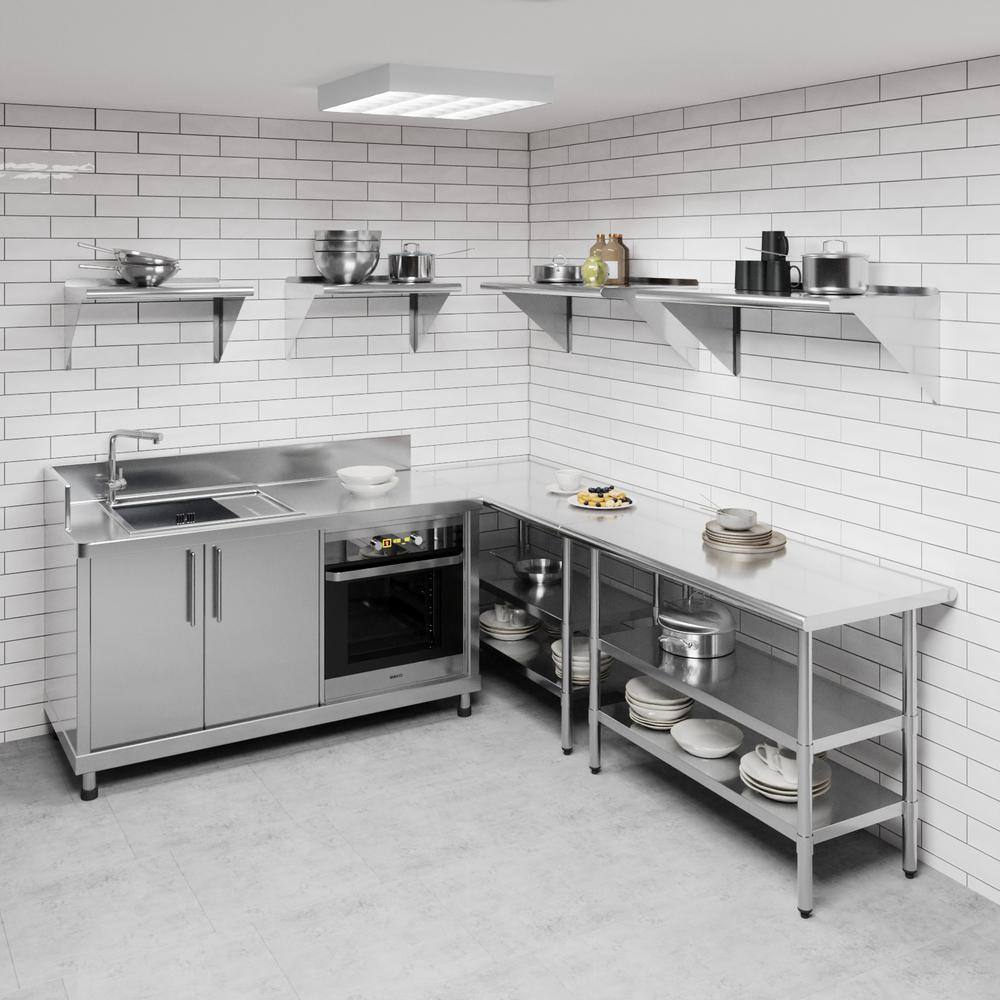 36" x 18" Stainless Steel Wall Mounted Shelf with Brackets