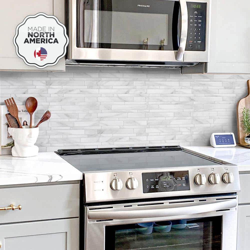 White Gel Peel and Stick Mosaic Tile for Kitchen and Bathroom
