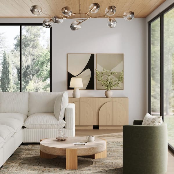 Nathan James Iris Gray Oak 31 in. H Mid-Century Modern Wooden