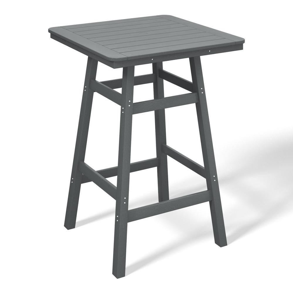 Laguna 30 in. Square HDPE Plastic All Weather Outdoor Patio Bar Height High Top Pub Table in Gray price history on PriceWatchPro