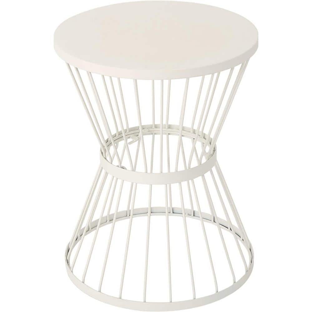 Outdoor 16 in. Iron Side Table , Matte White
