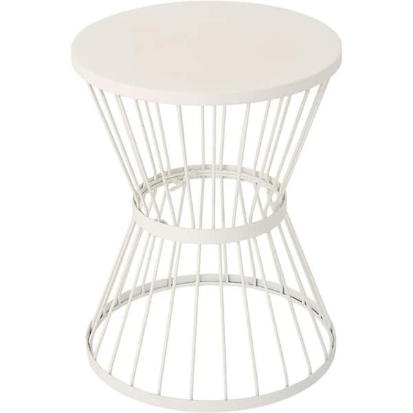 Unbranded Outdoor 16 in. Iron Side Table , Matte White