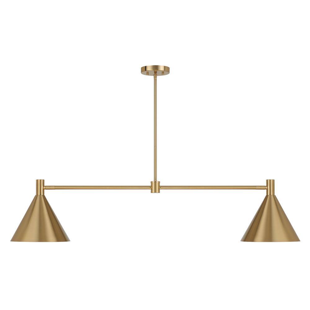 Noble Brass Adjustable 2-Light Metal Linear Chandelier