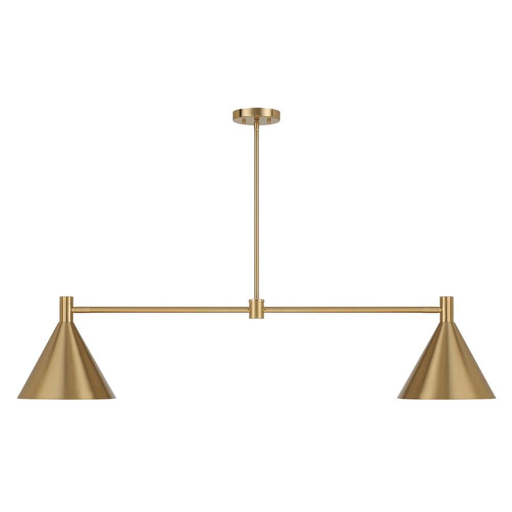Noble Brass Adjustable 2-Light Metal Linear Chandelier