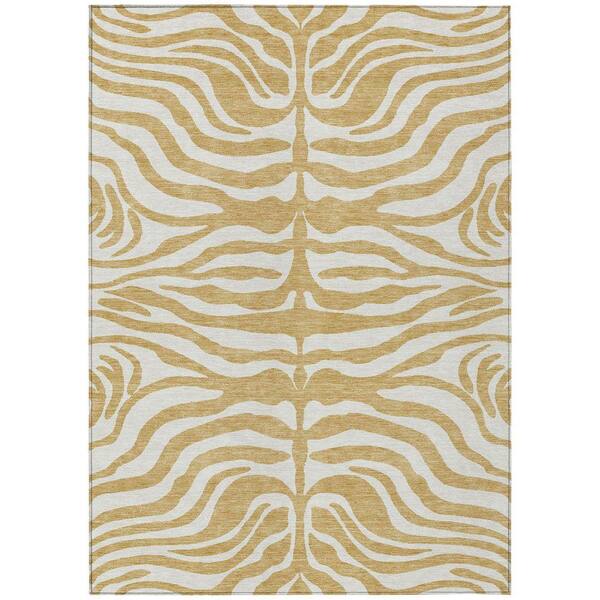Chantille Machine Washable Indoor/Outdoor Abstract ACN1042 Gold 5 ft. x 7 ft. 6 in. Area Rug