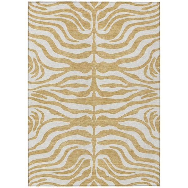 Chantille Machine Washable Indoor/Outdoor Abstract ACN1042 Gold 8 ft. x 10 ft. Area Rug