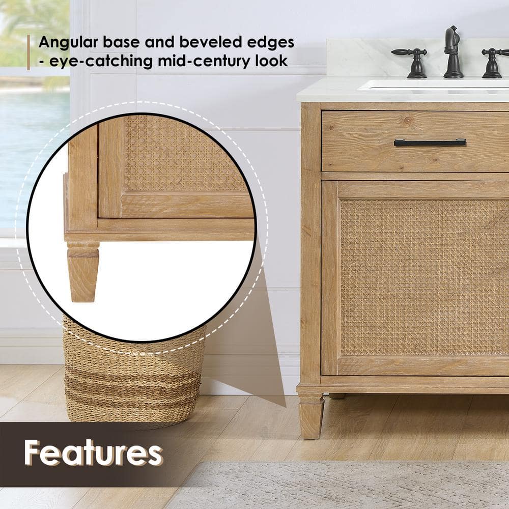 Solana 72" Weathered Fir Vanity with Calacatta Quartz Top