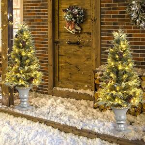 4 ft. Pre-Lit Artificial Christmas Tree, Lifelike Snowy Entrance Tree