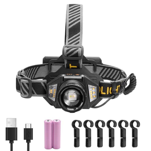 Headlamp Bright LED 450-Lumens Battery Rechargeable Headlight Lightweight Head Flashlight 16-Lighting Modes Zoomable