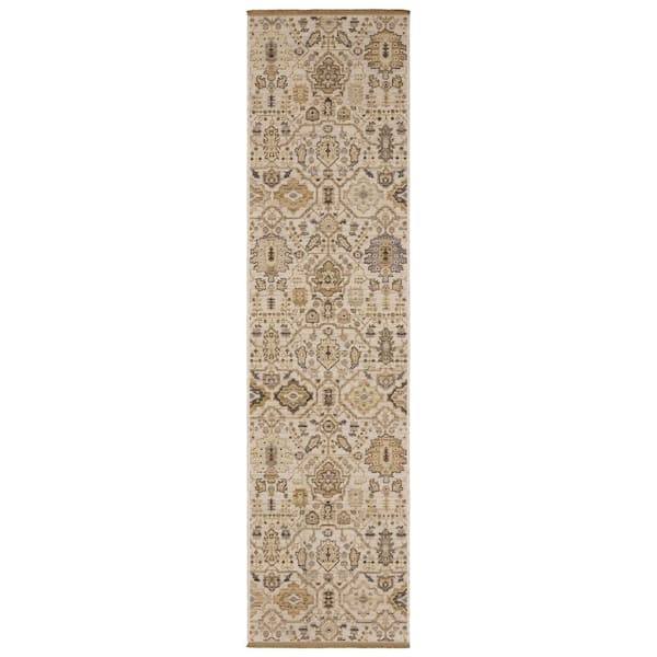 Amara 2 ft. x 10 ft. Beige/Tan Floral Area Rug