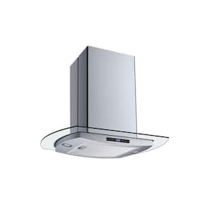 30 in. 475 CFM Convertible Island Mount Range Hood in Stainless Steel and Glass with Touch Control and Carbon Filters