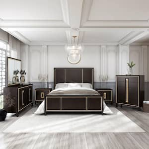 Demi 6-Piece Espresso Solid Wood Eastern King Bedroom Set