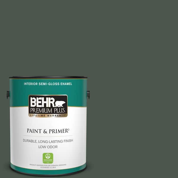 BEHR PREMIUM PLUS 1 gal. #460F-7 Hazel Woods Semi-Gloss Enamel Low Odor Interior Paint & Primer