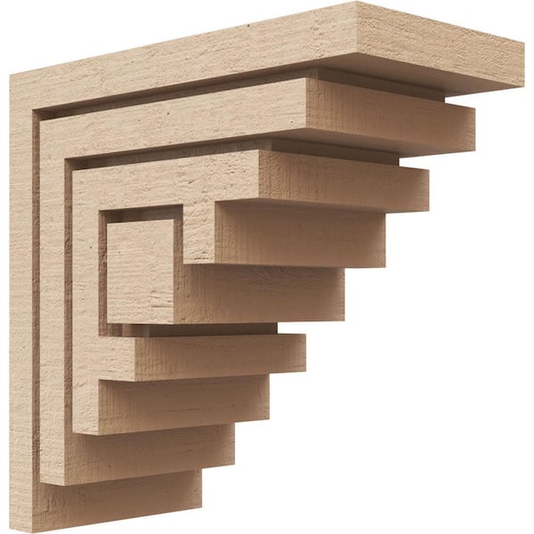 Ekena Millwork 4 in. x 8 in. x 8 in. Classic Landon Rough Cedar Woodgrain TimberThane Corbel, Primed Tan