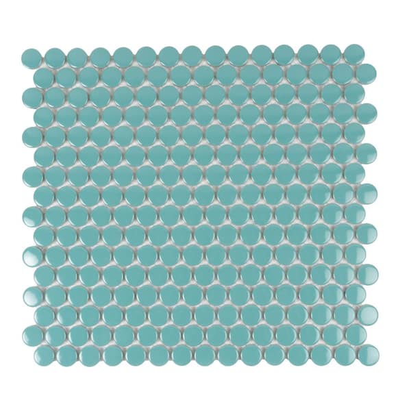 Apollo Tile Cirkel 11.46 in. x 12.4 in. Glossy Green Porcelain Mosaic Wall and Floor Tile (9.87 sq. ft./case) (10-pack)