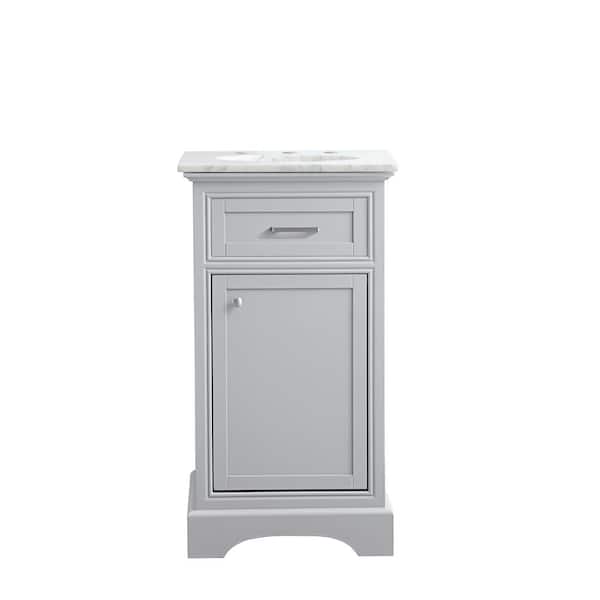 Timeless Home 19 in. W x 19 in. D x 35 in. H Single Bathroom Vanity in Light Grey with White Marble Top and White Basin