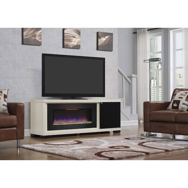 Classic Flame Brickell 70 in. Infrared Media Mantel Electric Fireplace in Antique White