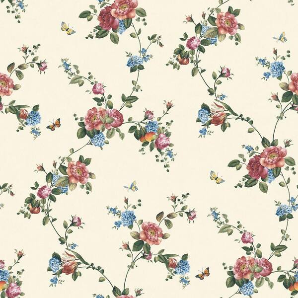 The Wallpaper Company 8 in. x 10 in. Jewel Tone Floral Trail Wallpaper Sample-DISCONTINUED