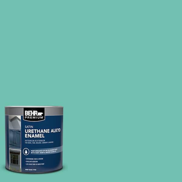 BEHR PREMIUM 1 qt. #P440-4 March Aquamarine Satin Enamel Urethane Alkyd Interior/Exterior Paint