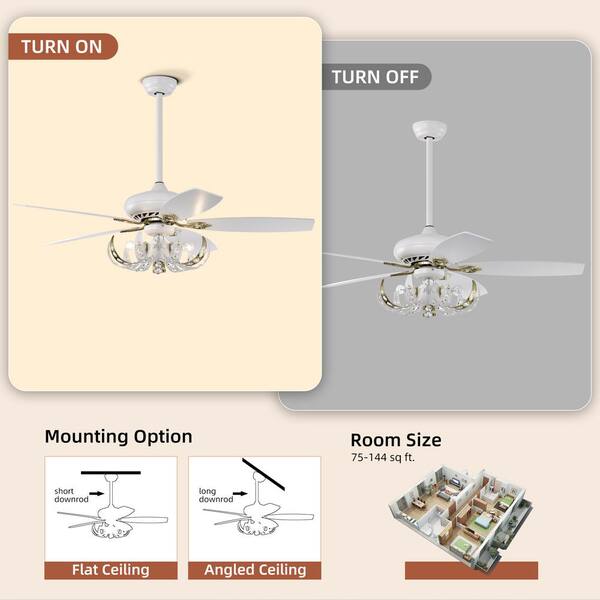 52 in. Smart Indoor/Outdoor White Ceiling Fan with Remote Control