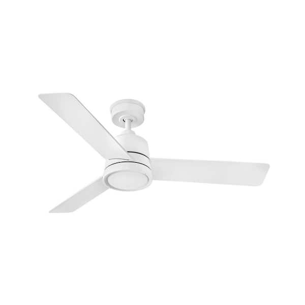 HINKLEY Chet 48.0 in. Indoor/Outdoor Integrated LED Matte White Ceiling Fan with Remote Control