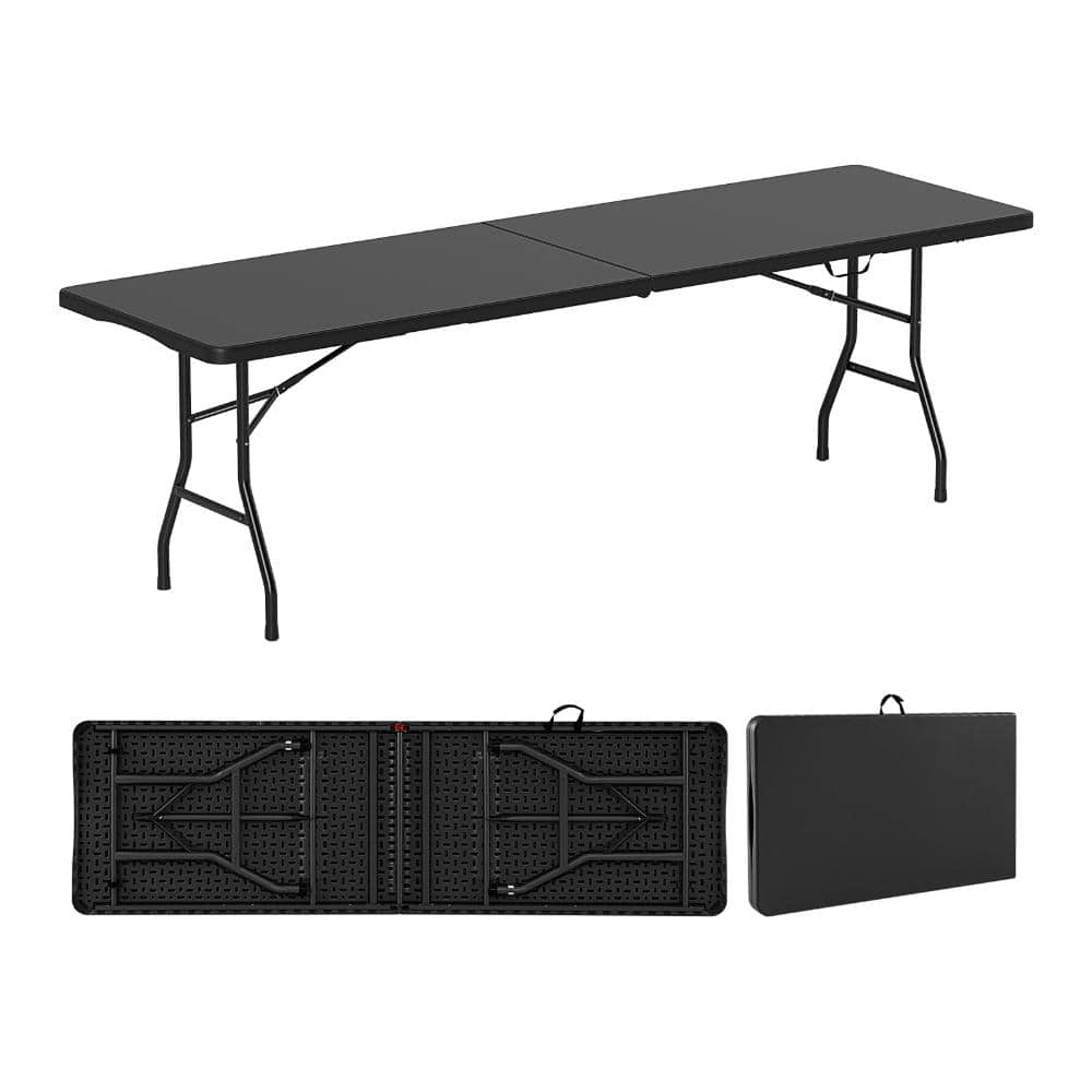 SKONYON 8 ft Fold-in-Half Portable Folding Table with HDPE