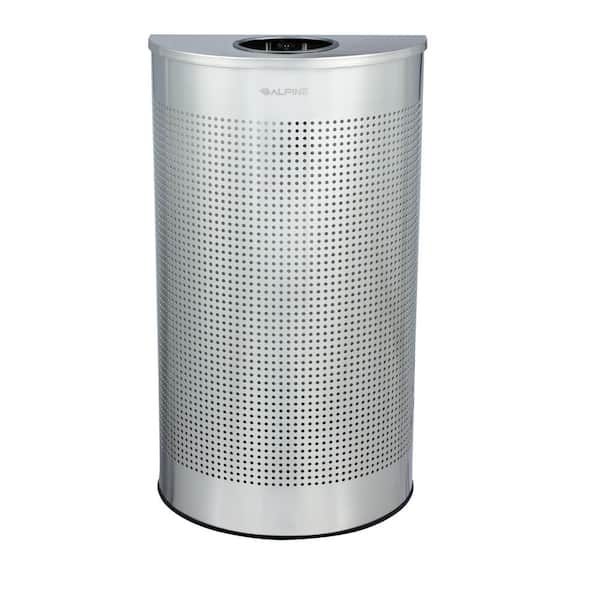 12 gal. Perforated Stainless Steel Half-Round Open Top Commercial Slim Trash Can with Lid (2-Pack)