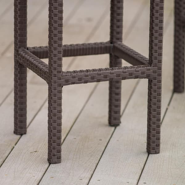 Noble House Yvonne Backless Faux Rattan Outdoor Patio Bar Stool (2