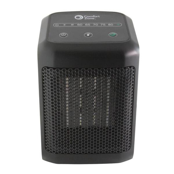 Comfort Zone 1500-Watt 9 in. Black Energy Save Digital Electric Ceramic ...