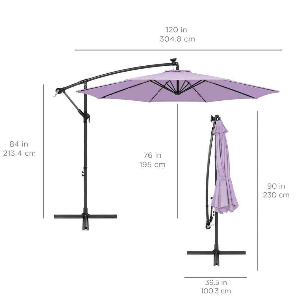 Lavender 10ft Market Patio Umbrella with Adjustable Tilt and LED Lights