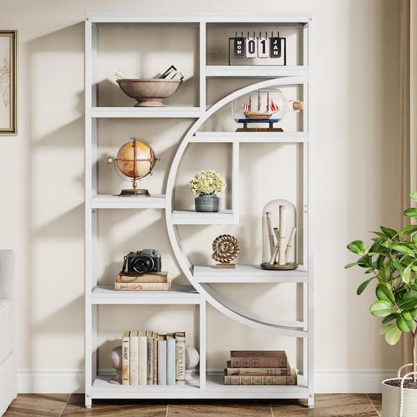 BYBLIGHT Industrial 68.89 in. Tall White Engineered Wood 9-Shelf