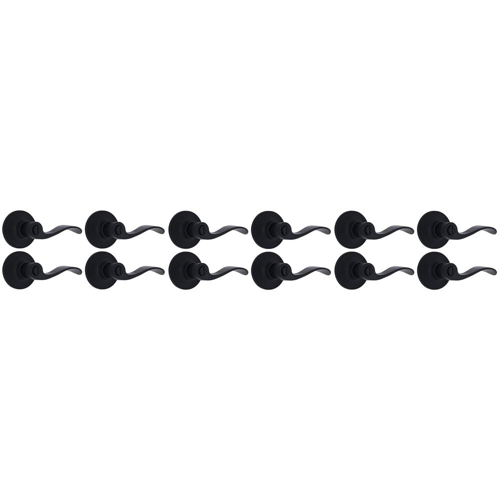 Wave Matte Black Bed/Bath Door Lever 12-Pack